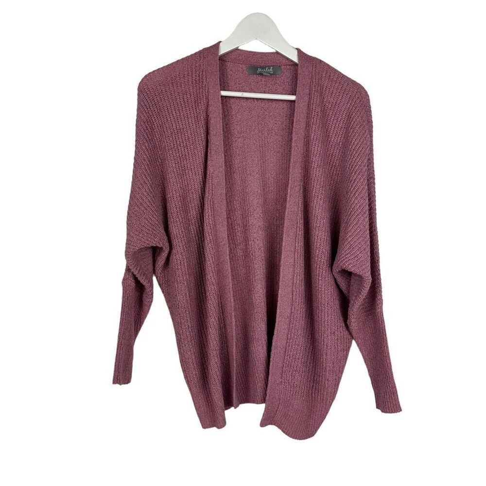 Marled Dusty Rose Open Front Cardigan Long Ribbed Cuffs size XS